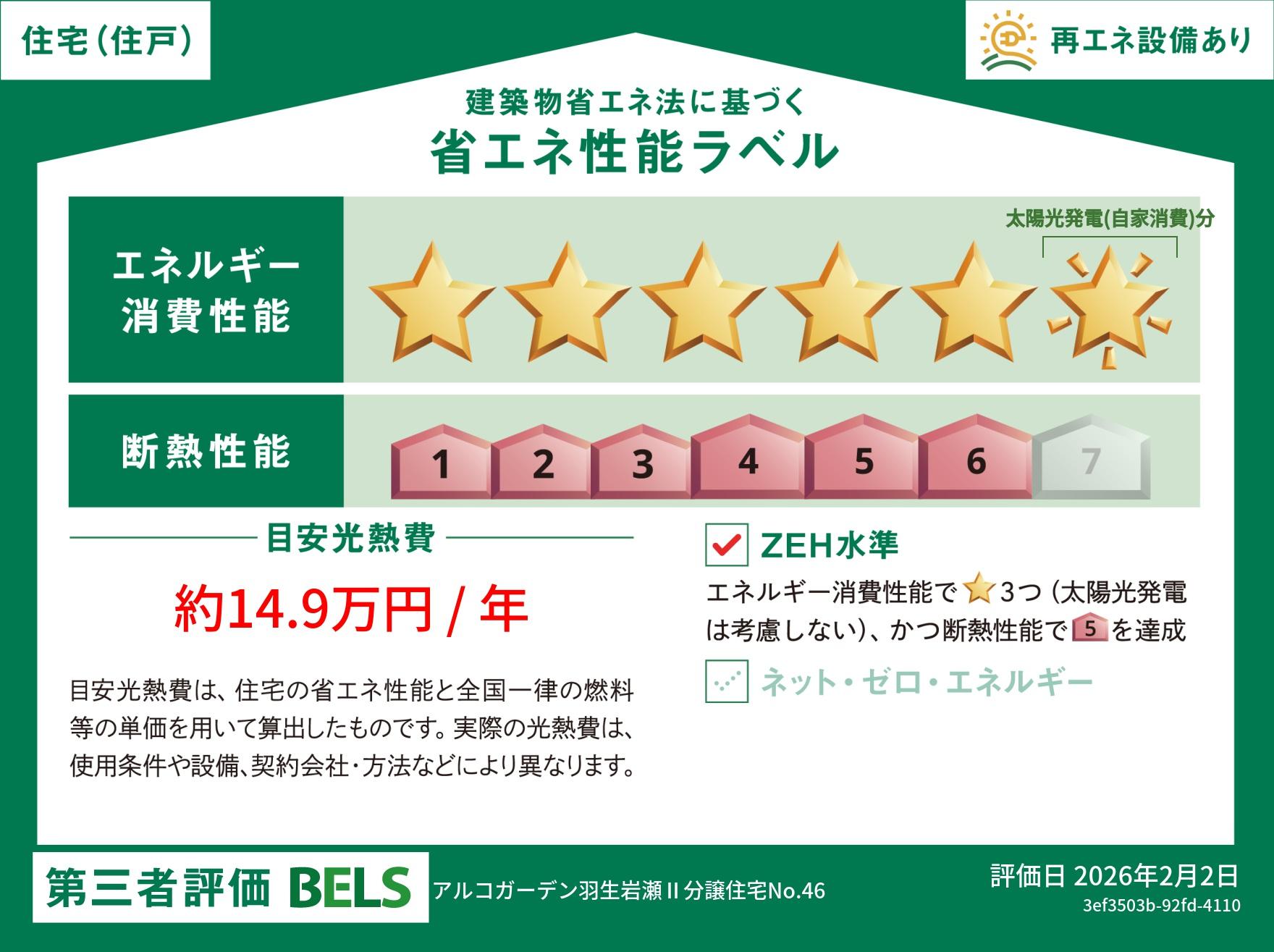 アルコガーデン羽生岩瀬ⅡNo.46分譲住宅 BELS